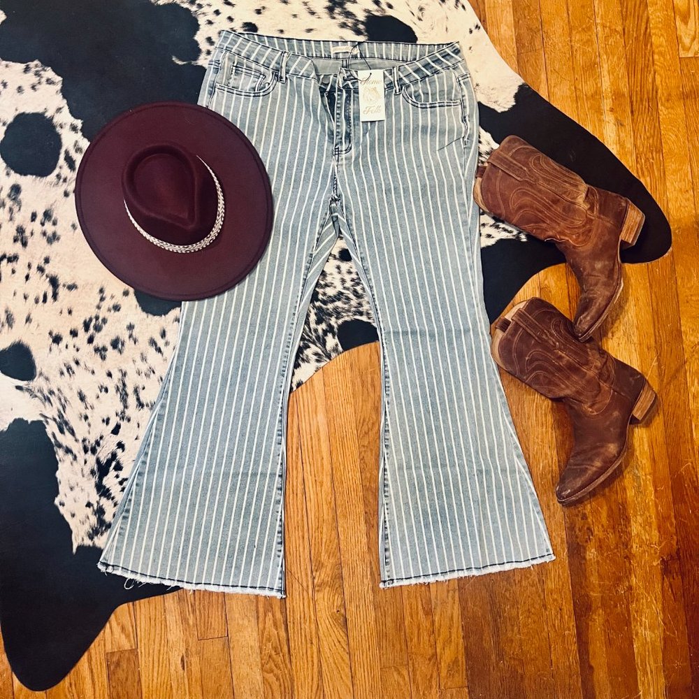 NEW With Tags Flare Jeans | Home Folk Light Wash Stripe Bell Bottoms